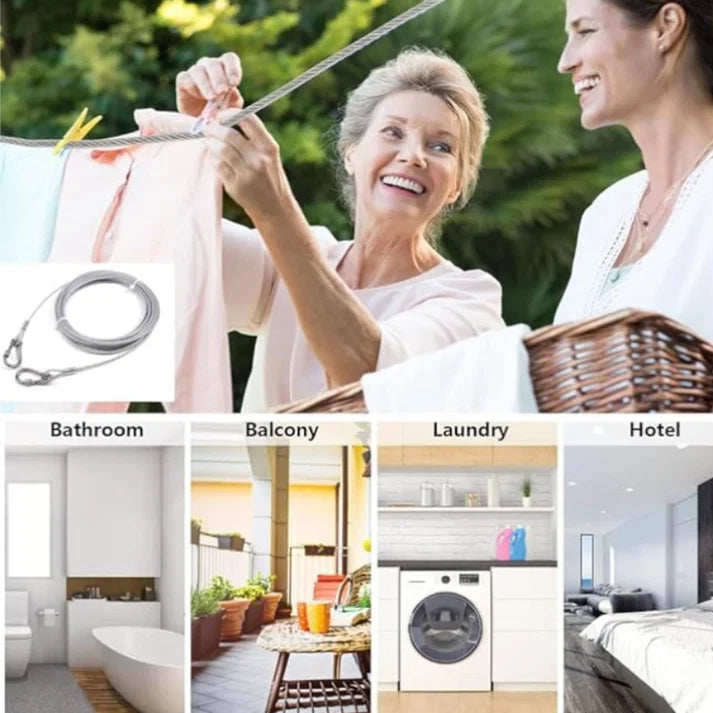 Heavy-Duty Cloth Drying Rope with Hooks  5 meters | Strong Portable Laundry Clothesline for Indoor & Outdoor Use