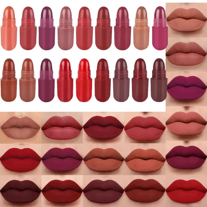 LMG BROTHS 18-Color Capsule Lipstick Set – Silky Smooth Matte Finish Mini Lipstick pods