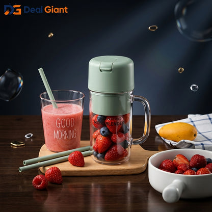 Mini Portable USB Electric Blender & Fruit Juicer – Rechargeable & Compact with Straw