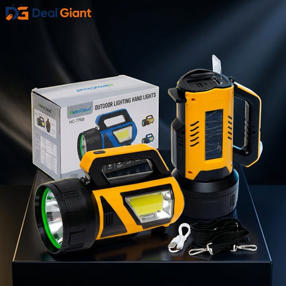 HC-776B Outdoor Lighting Hand Light Rechargeable LED Searchlight | High Power Emergency Torch Flashlight for Camping, Security, Hiking & Outdoor Use – Deal Giant