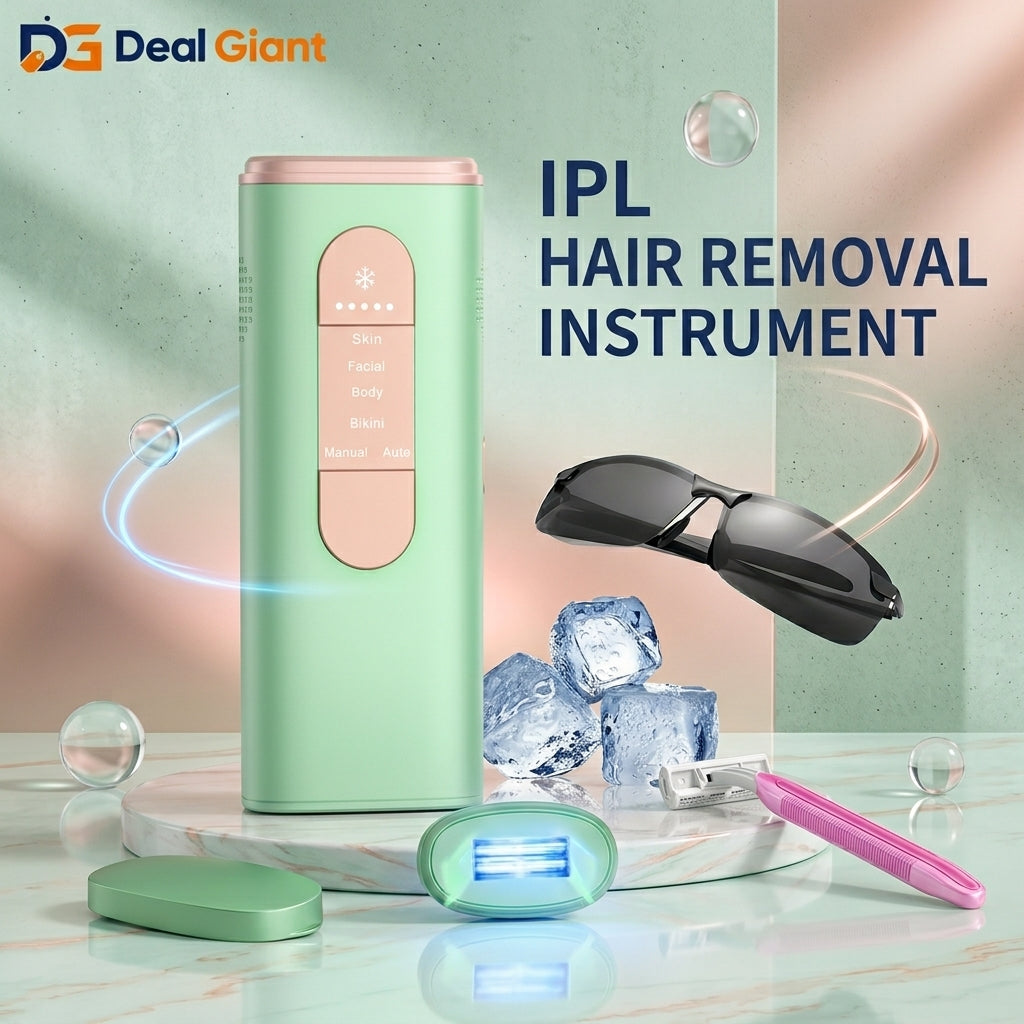 IPL Hair Removal Instrument T61 | Permanent Hair Removal Device | Unlimited Flashes | 5 Energy Levels | Auto & Manual Mode | Full Body Laser Epilator | Deal Giant