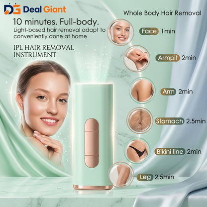 IPL Hair Removal Instrument T61 | Permanent Hair Removal Device | Unlimited Flashes | 5 Energy Levels | Auto & Manual Mode | Full Body Laser Epilator | Deal Giant