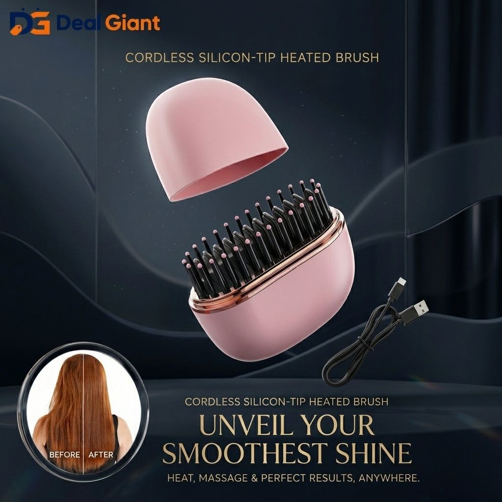 Mini Rechargeable Straightening Brush – Portable Styling Perfection on the Go