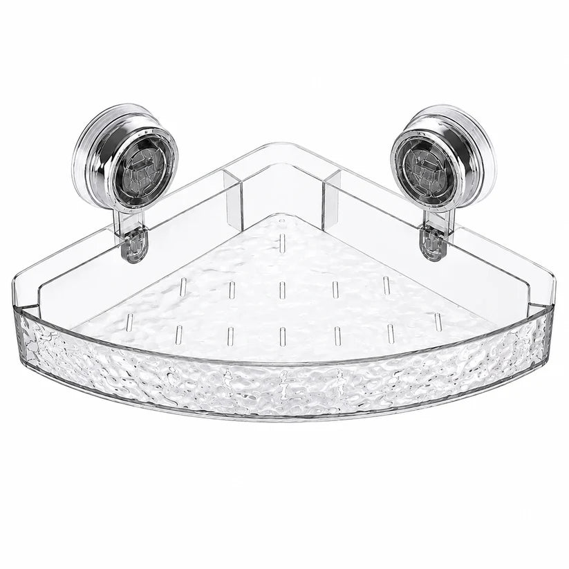 Premium Acrylic Suction Cup Bathroom Storage Shelf – No-Drill Organizer