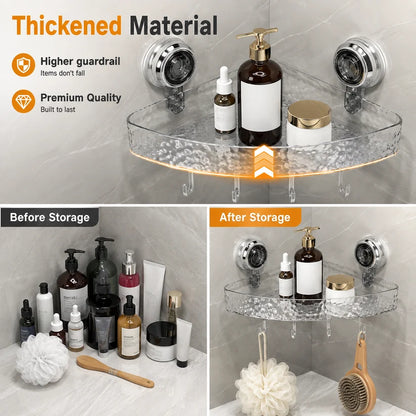 Premium Acrylic Suction Cup Bathroom Storage Shelf – No-Drill Organizer