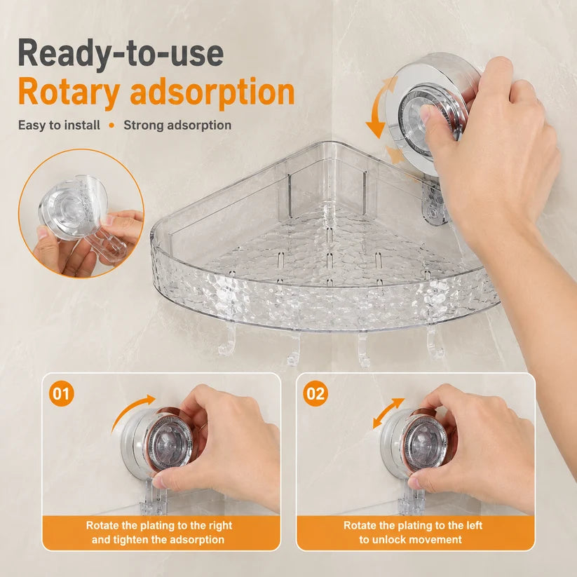Premium Acrylic Suction Cup Bathroom Storage Shelf – No-Drill Organizer