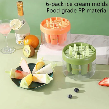 Homemade Popsicle Mould Set – 6-Cavity Ice Cream Maker with Reusable Sticks