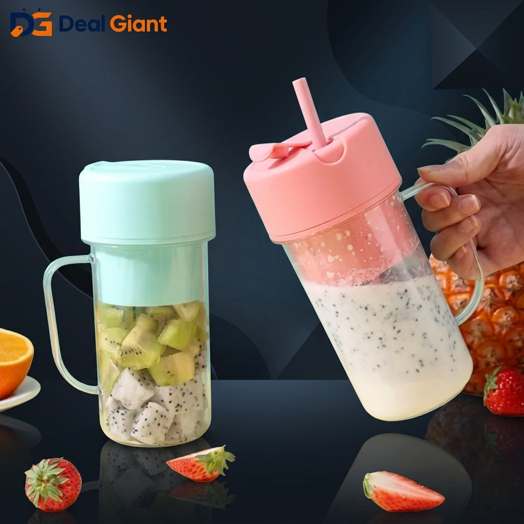 Mini Portable USB Electric Blender & Fruit Juicer – Rechargeable & Compact with Straw