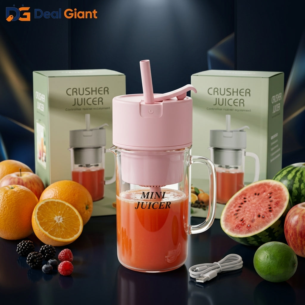 Mini Portable USB Electric Blender & Fruit Juicer – Rechargeable & Compact with Straw