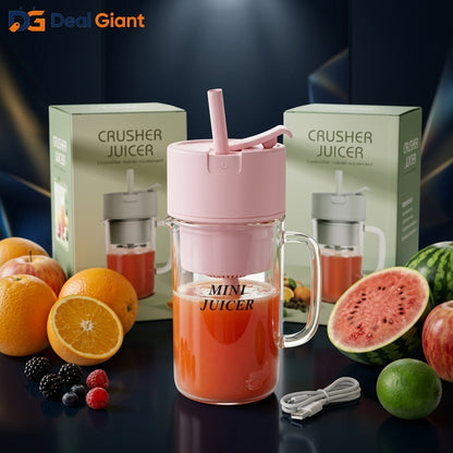 Mini Portable USB Electric Blender & Fruit Juicer – Rechargeable & Compact with Straw