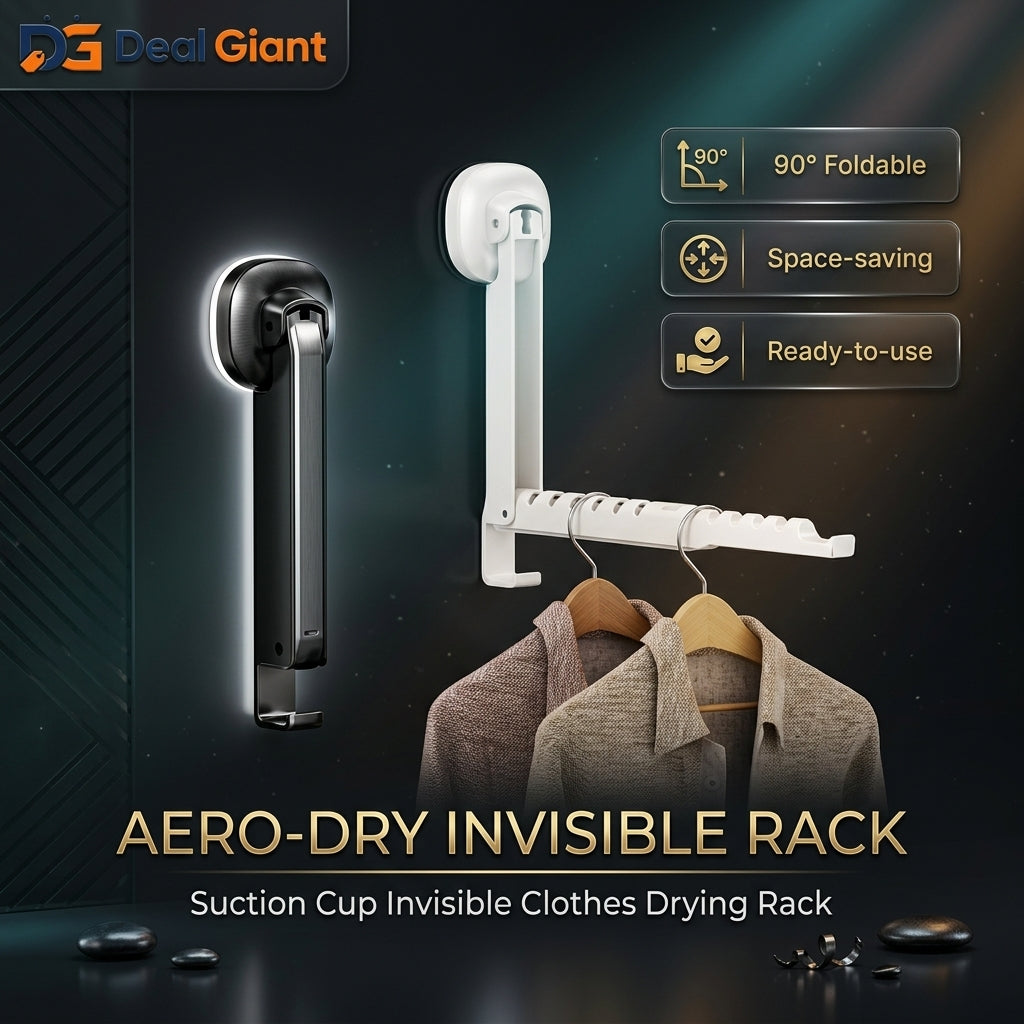 Suction Cup Telescopic Drying Rack | Wall Mounted Expandable Clothes Hanging Rack | Deal Giant