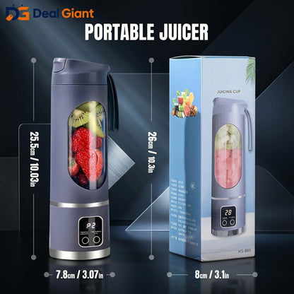 Portable Juicing Cup with 10 Blades | USB Rechargeable Personal Blender Bottle | Smoothie Maker & Fruit Juicer On The Go | Deal Giant