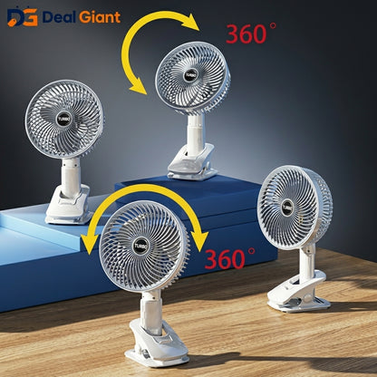 Multifunction Desktop Clip Fan Portable USB Rechargeable Mini Fan | Strong Wind Silent Table Clip Cooling Fan for Office, Home, Bed & Travel | Deal Giant