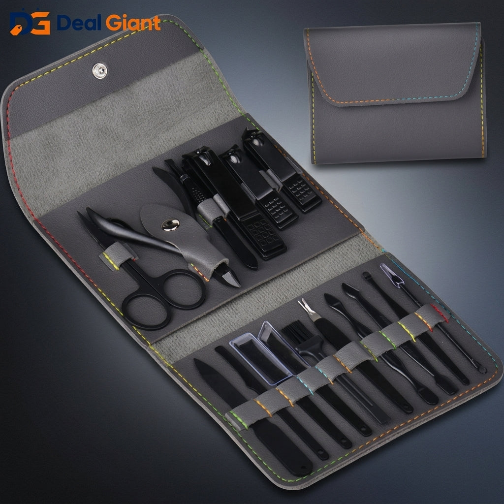 16 Pcs Nail Cutter Set Professional Manicure & Pedicure Kit | Stainless Steel Nail Care Grooming Set for Hands & Feet | Travel Nail Kit Box – Deal Giant