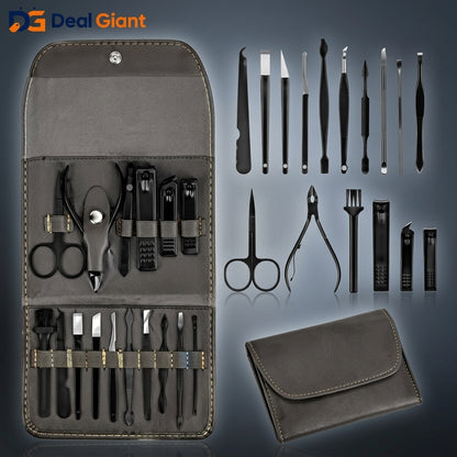 16 Pcs Nail Cutter Set Professional Manicure & Pedicure Kit | Stainless Steel Nail Care Grooming Set for Hands & Feet | Travel Nail Kit Box – Deal Giant
