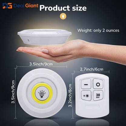 3-Piece LED Cabinet Light Set – Wireless, Dimmable & Remote-Controlled Convenience