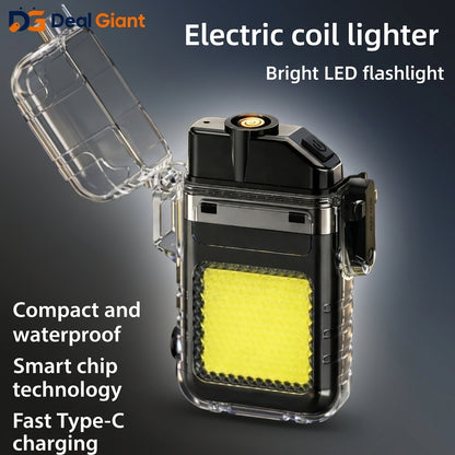 2-in-1 Electric Coil Lighter with LED Flashlight Rechargeable USB Flameless Lighter | Windproof Heating Coil Lighter & Emergency Torch Light for Home & Outdoor – Deal Giant