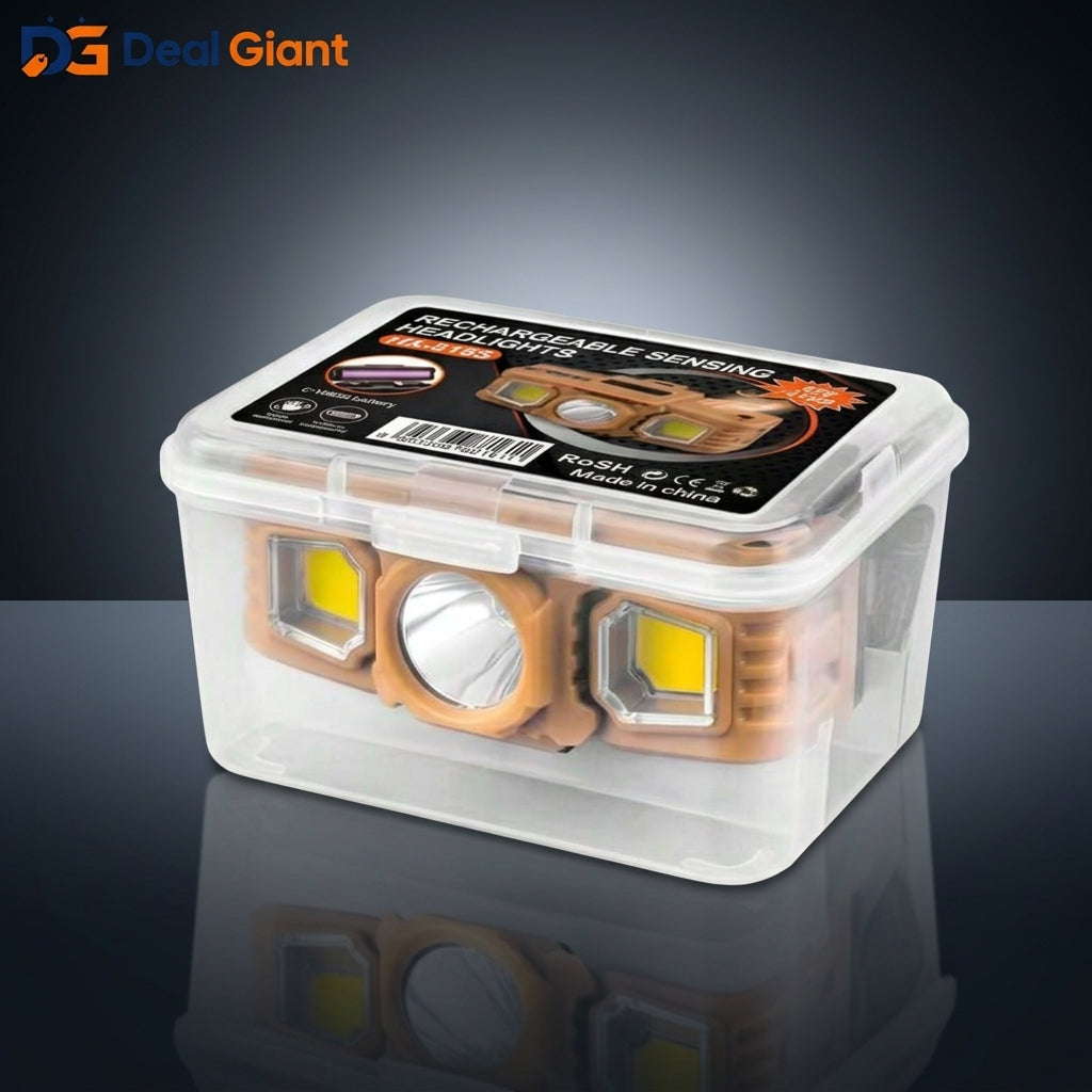 Rechargeable Sensing Headlight LED Motion Sensor Headlamp USB Head Torch | Powerful Hands-Free Headlight for Camping, Running, Fishing & Outdoor Use – Deal Giant