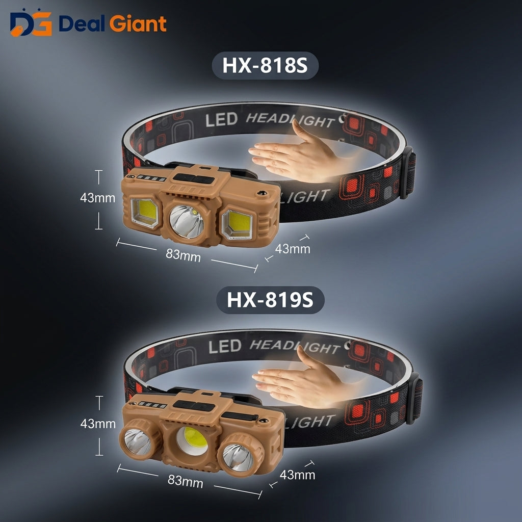 Rechargeable Sensing Headlight LED Motion Sensor Headlamp USB Head Torch | Powerful Hands-Free Headlight for Camping, Running, Fishing & Outdoor Use – Deal Giant