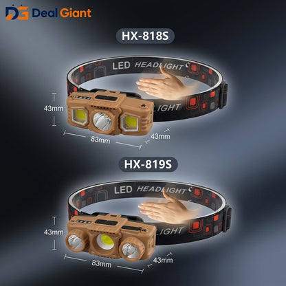 Rechargeable Sensing Headlight LED Motion Sensor Headlamp USB Head Torch | Powerful Hands-Free Headlight for Camping, Running, Fishing & Outdoor Use – Deal Giant
