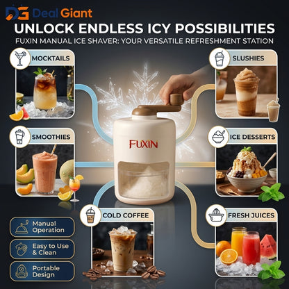 Ice Shaver Machine Manual Ice Crusher & Snow Cone Maker | Portable Ice Shaving Machine for Slush, Frozen Drinks, Juices & Desserts – Deal Giant