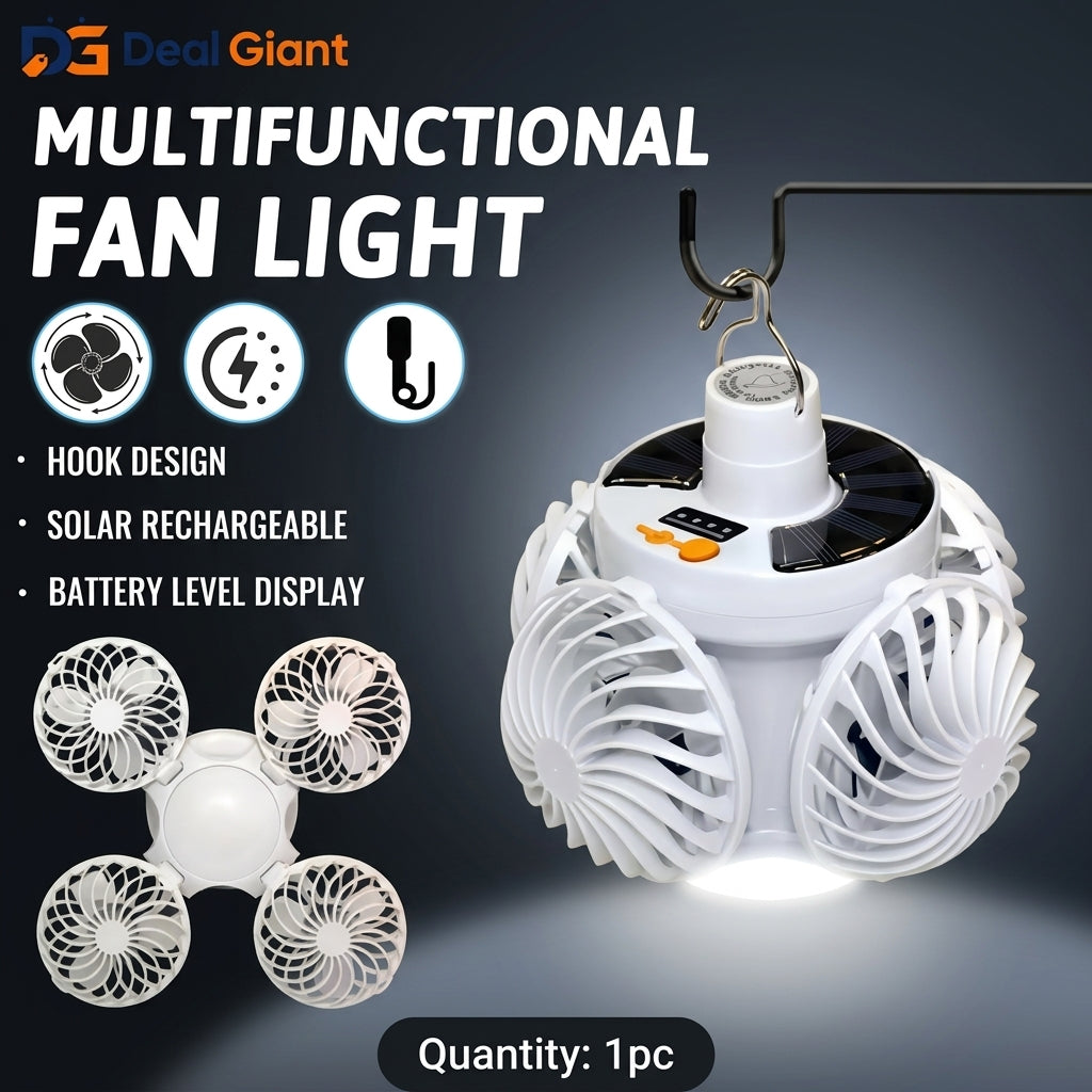 Solar-Powered Camping Fan & LED Light – Your Ultimate Outdoor Adventure Companion