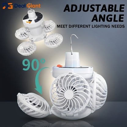 Solar-Powered Camping Fan & LED Light – Your Ultimate Outdoor Adventure Companion