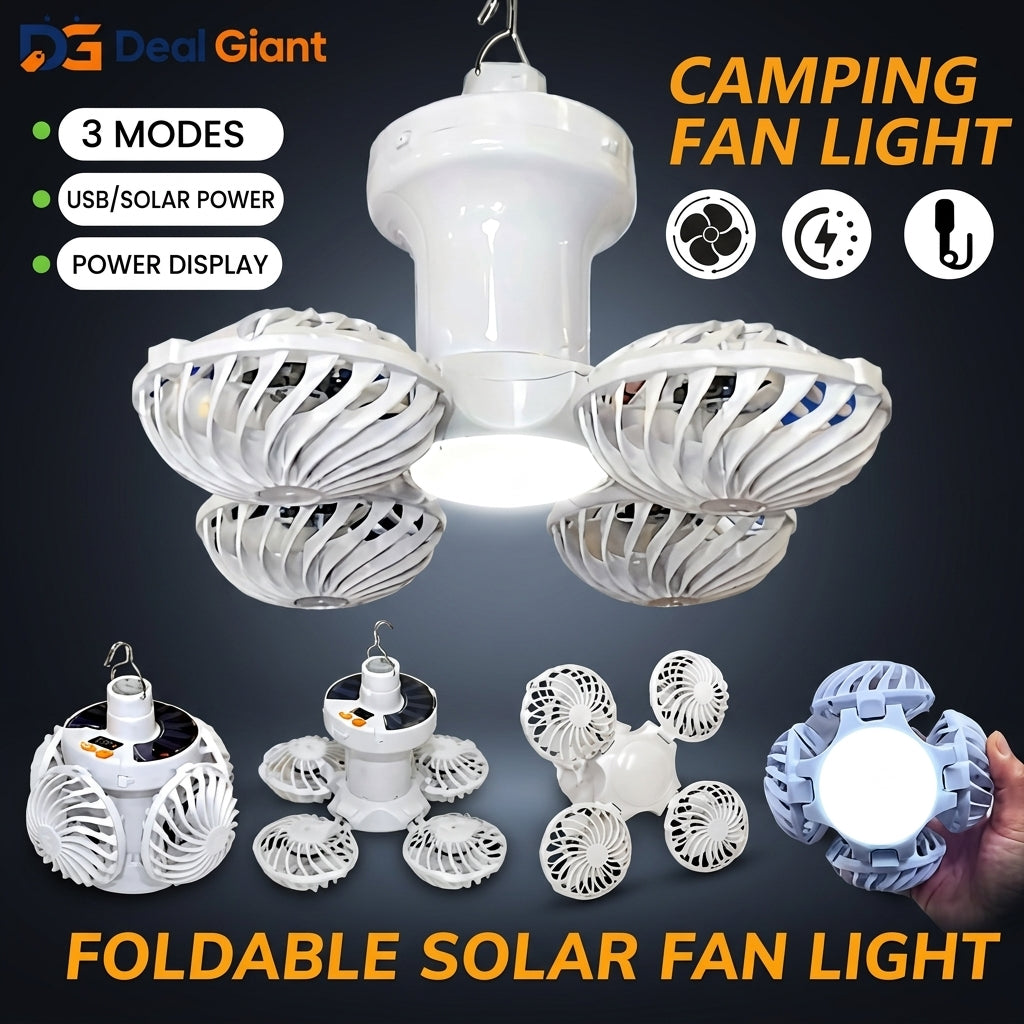 Solar-Powered Camping Fan & LED Light – Your Ultimate Outdoor Adventure Companion