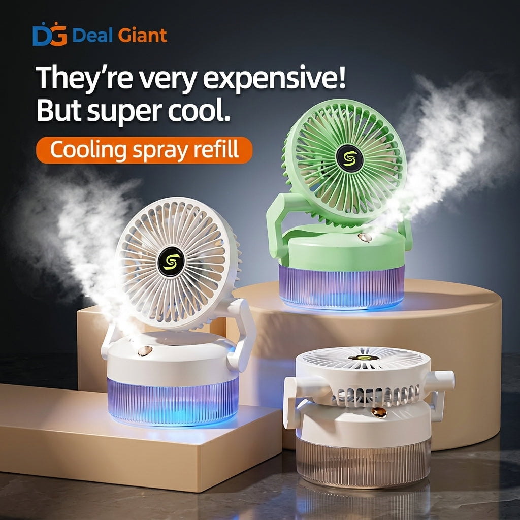 Spray Desktop Folding Fan Rechargeable USB Mist Cooling Fan | Portable Foldable Air Cooler Fan with Water Spray for Home, Office & Travel – Deal Giant