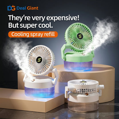 Spray Desktop Folding Fan Rechargeable USB Mist Cooling Fan | Portable Foldable Air Cooler Fan with Water Spray for Home, Office & Travel – Deal Giant