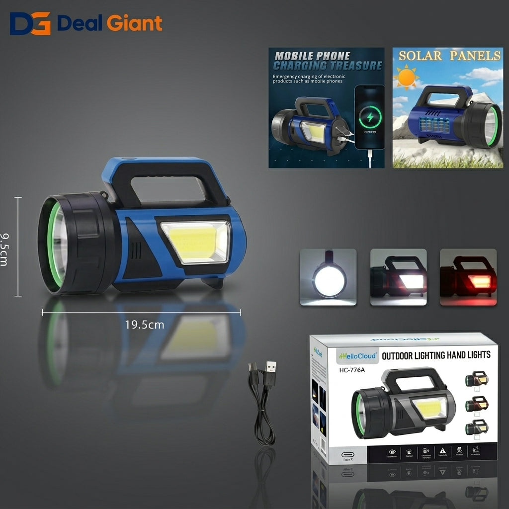 HC-776B Outdoor Lighting Hand Light Rechargeable LED Searchlight | High Power Emergency Torch Flashlight for Camping, Security, Hiking & Outdoor Use – Deal Giant