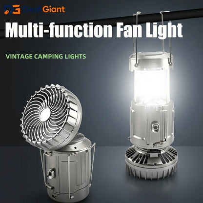 Multifunctional Camping Fan Light Solar Powered Portable Hanging Tent Fan | Foldable Rechargeable LED Lantern Fan for Outdoor Camping, Travel & Emergency Use – Deal Giant
