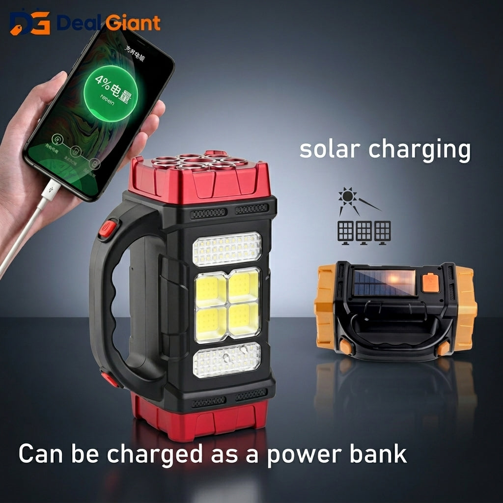 Multifunctional Solar Lamp LED Rechargeable Outdoor Solar Light | Portable Solar Camping Lamp with Emergency Power Backup, Hanging Lantern & Home Lighting – Deal Giant