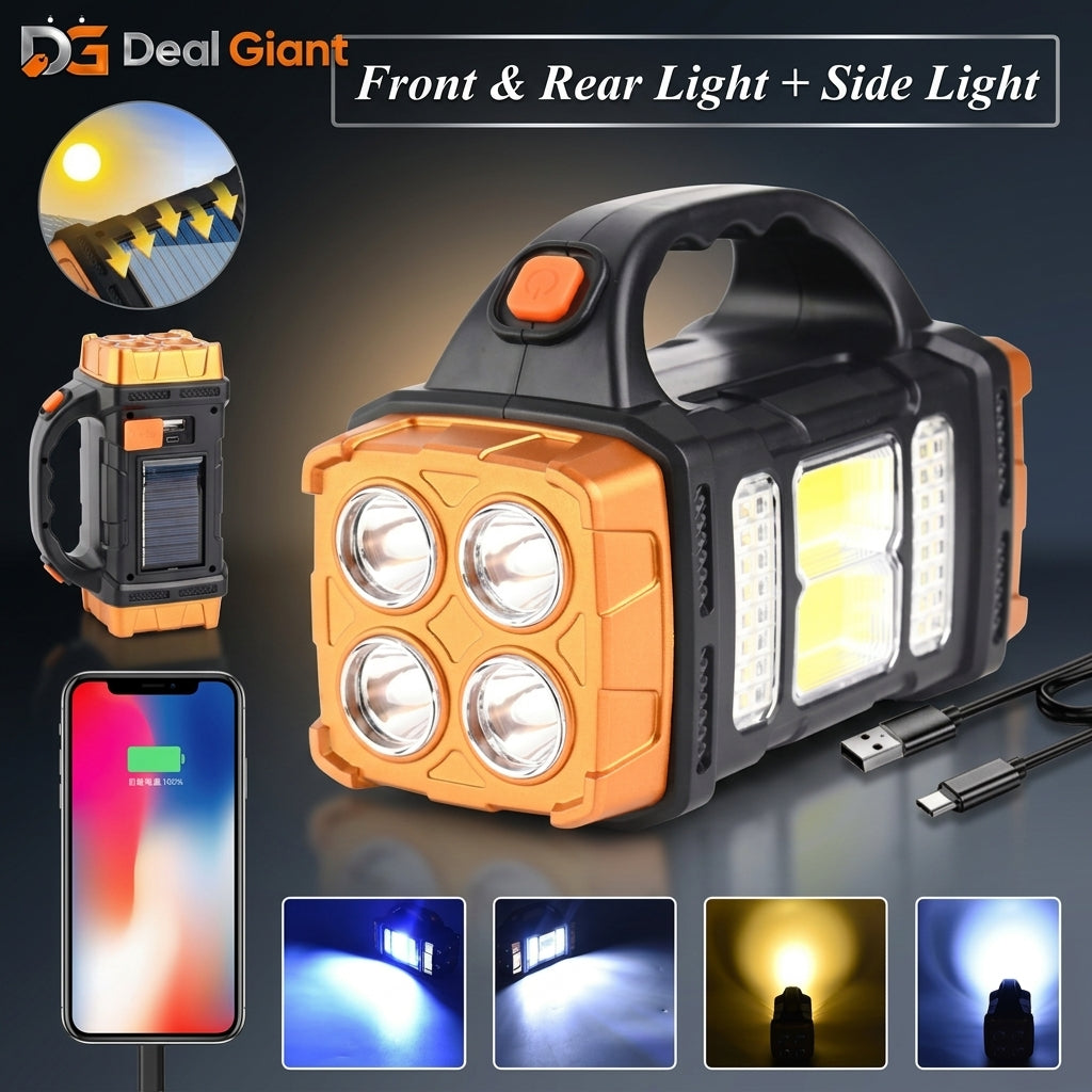 Multifunctional Solar Lamp LED Rechargeable Outdoor Solar Light | Portable Solar Camping Lamp with Emergency Power Backup, Hanging Lantern & Home Lighting – Deal Giant