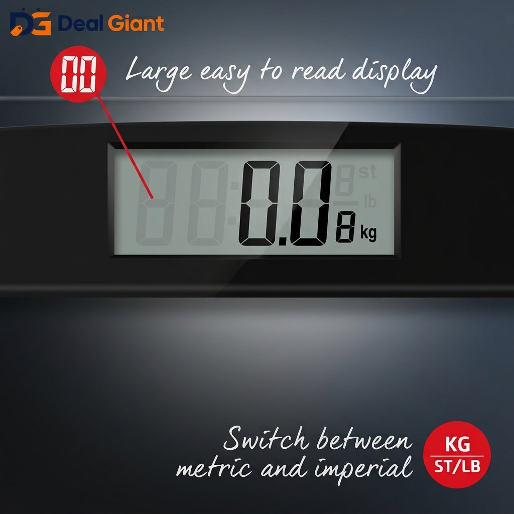 Salter Electronic Glass Weight Scale | Digital Body Weight Machine | High Precision Bathroom Scale | Tempered Glass | LCD Display | Deal Giant