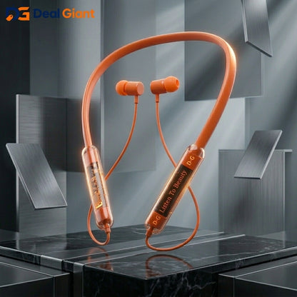 Wireless Neckband Sport Earphone RS01 | Bluetooth Neckband | Transparent Design | 30 Hours Battery Backup | Magnetic Earbuds | HD Bass | Deal Giant