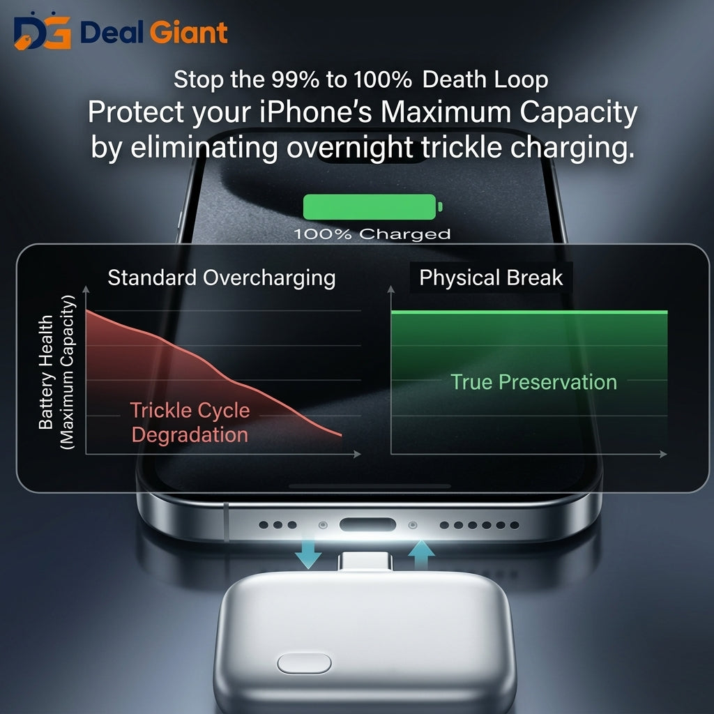 Type-C Smart Auto Stop Charging Adapter – Physical Disconnect Battery Guard with Anti-Overcharge Protection