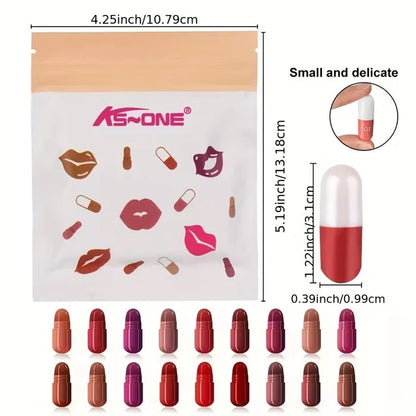 LMG BROTHS 18-Color Capsule Lipstick Set – Silky Smooth Matte Finish Mini Lipstick pods