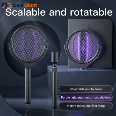 Telescopic Mosquito Swatter Bat | Extendable Electric Bug Zapper Racket | Rechargeable Insect Killer Swatter for Home & Outdoor Use | Powerful Anti Mosquito Fly Killer Device | Deal Giant