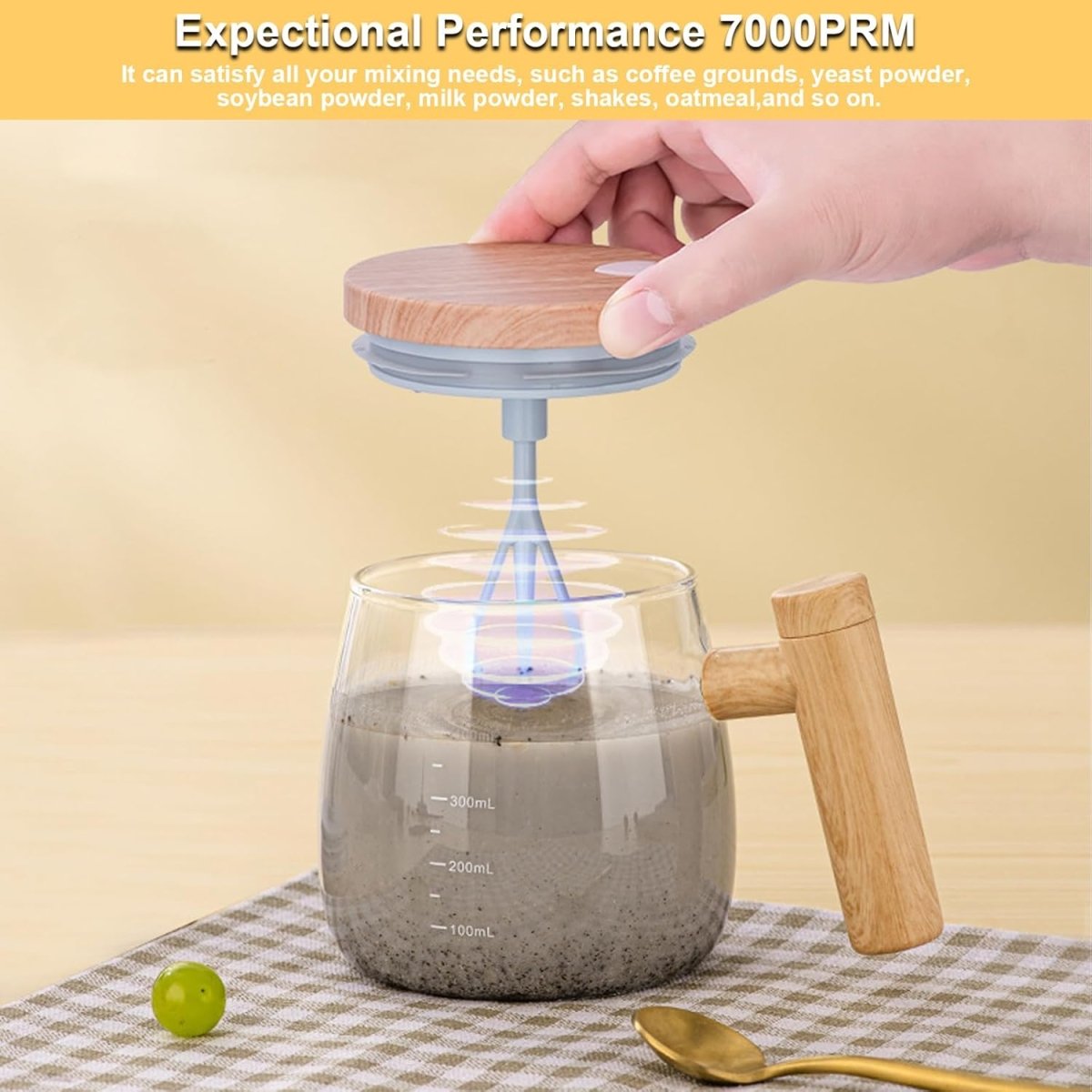 Electric Self Stirring Glass Mug 400ML – Automatic Coffee & Milk Mixer Cup