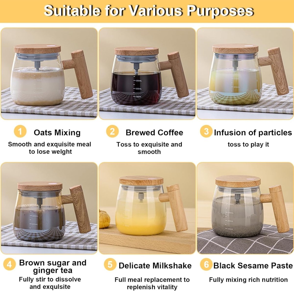 Electric Self Stirring Glass Mug 400ML – Automatic Coffee & Milk Mixer Cup