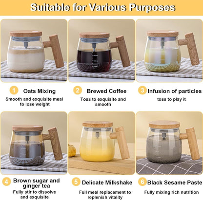 Electric Self Stirring Glass Mug 400ML – Automatic Coffee & Milk Mixer Cup