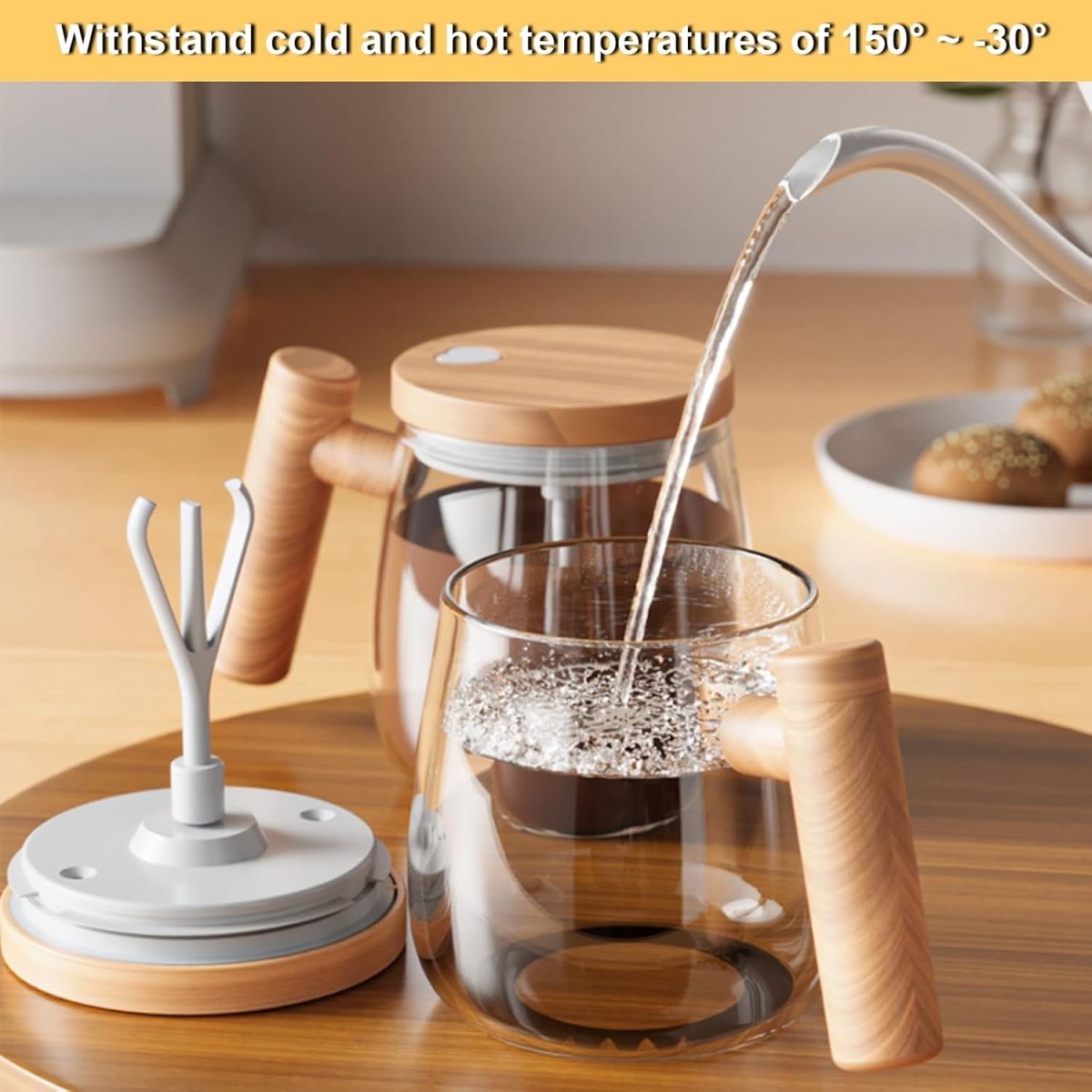 Electric Self Stirring Glass Mug 400ML – Automatic Coffee & Milk Mixer Cup