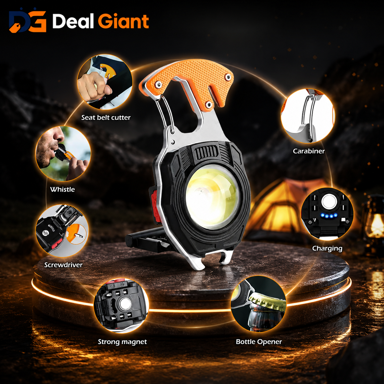 7-in-1 Multifunctional Keychain Light – Rechargeable Lighter, LED Flashlight, Emergency Whistle, Bottle Opener & Screwdriver Pocket Survival Tool  DEAL GIANT