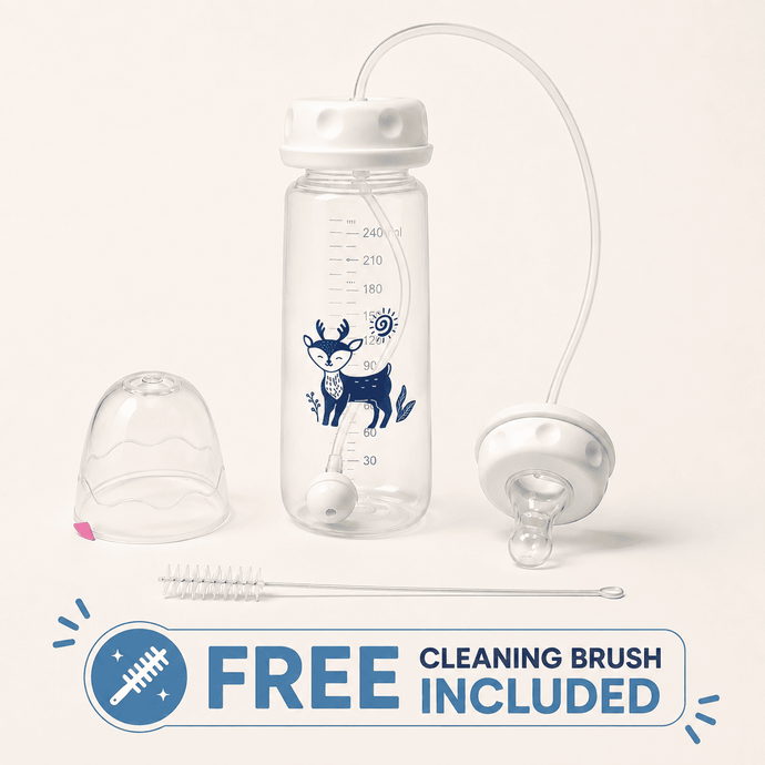 3 in 1 Hands-Free Self-Feeding Bottle for Babies 240ml (Allow to Open Parcel)
