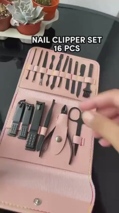 16 Pcs Nail Cutter Set Professional Manicure & Pedicure Kit | Stainless Steel Nail Care Grooming Set for Hands & Feet | Travel Nail Kit Box – Deal Giant