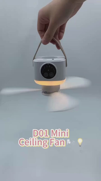 D01 Outdoor Portable Ceiling Fan Remote Control | 3-Speed Hanging Camping Fan with LED Light & 3600mAh Rechargeable Battery | Travel & Tent Ceiling Fan – Deal Giant